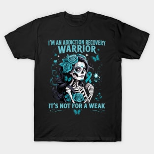 Addiction Recovery Sugar Skull Butterfly Awareness T-Shirt